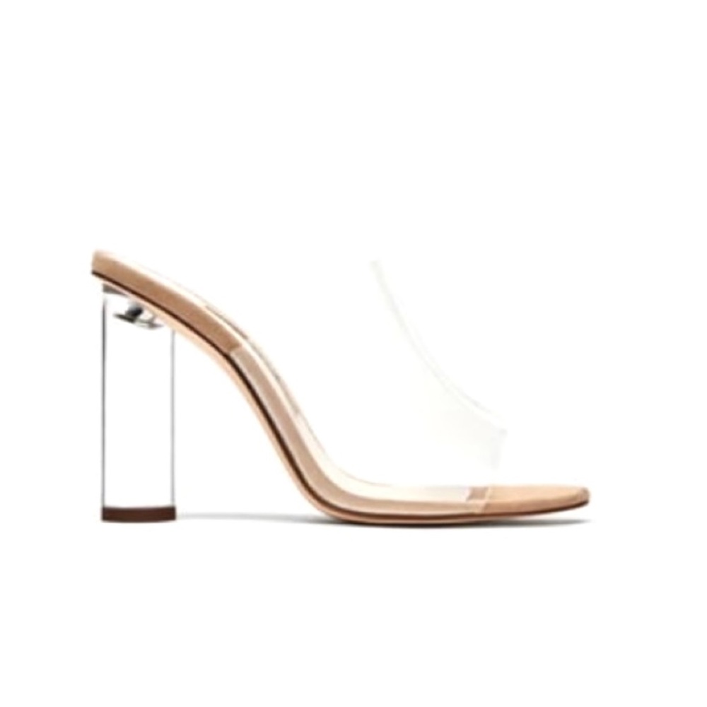 Zara Clear mule slide heels size 39